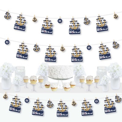Big Dot of Happiness Last Sail Before the Veil - Nautical Bachelorette and Bridal Shower DIY Decorations - Clothespin Garland Banner - 44 Pieces