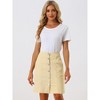 Allegra K Women's Elastic Back Short Button Down Denim Skirts with Pockets - 2 of 4