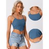 Allegra K Women's Asymmetrical Hem Textured Spaghetti Strap Crop Camisole - 2 of 4