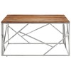 vidaXL Coffee Table Silver Stainless Steel and Solid Wood Acacia - 2 of 4