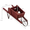 Costway Wooden Wagon Planter Decorative Indoor/Outdoor Rustic Flower Cart with Wheel Blue/Beige/Red - 3 of 4