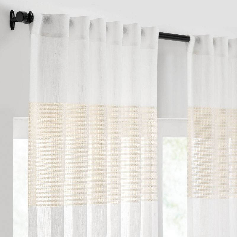 1pc 50&#34;x84&#34; Light Filtering Gilson Striped Window Curtain Panel Ivory - Mercantile, 2 of 10