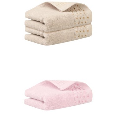 REGALWOVEN Embroidery Pattern Cotton Comfortable Hand Towels for Bathroom Kitchen 14" x 30" 3 Pcs