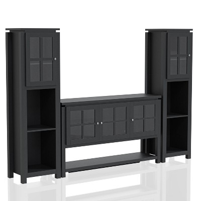 3pc Torrey TV Stand and Media Tower Set Black - HOMES: Inside + Out