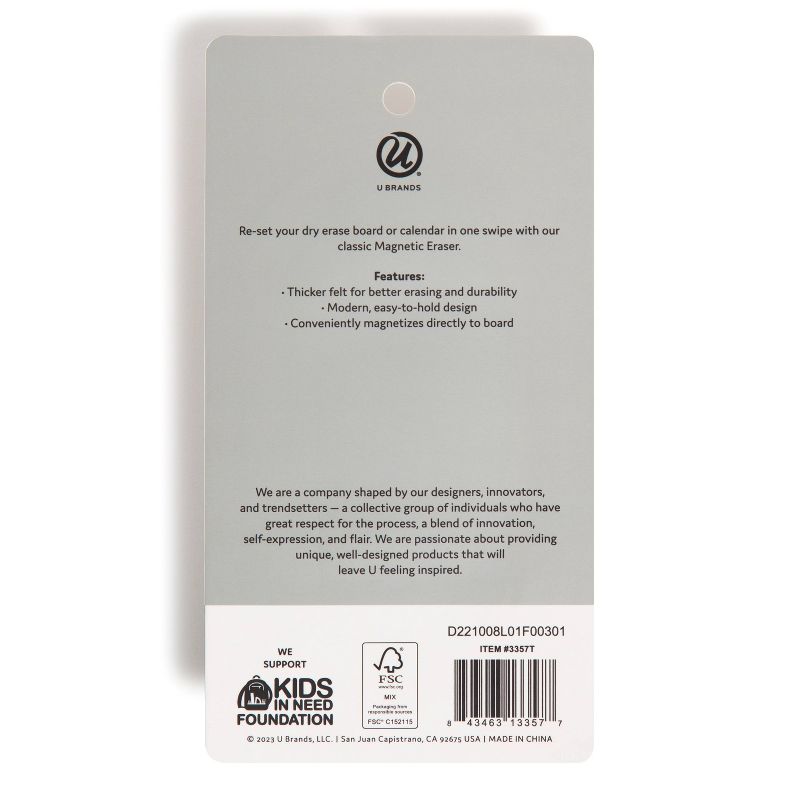 U Brands 3.5&#34; x 7&#34; Magnetic Board Eraser White, 4 of 9