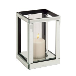 10" x 7" Hurricane Glam Style Glass/Mirror Candle Holder Silver - Olivia & May: Elegant Tabletop Decor - 1 of 4