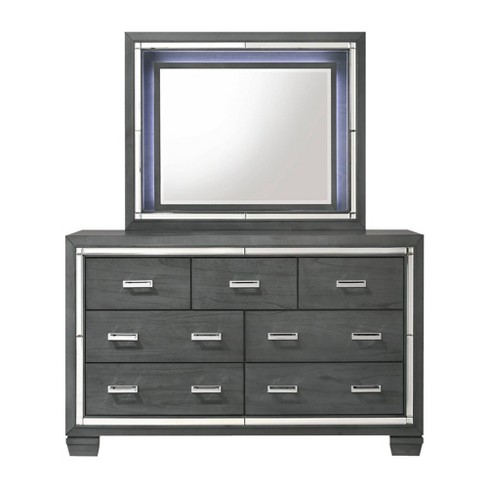 7 Drawer Kenzie Dresser With Mirror Set Gray Picket House