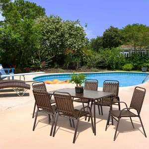 7 Pieces Patio Dining Set, Patio Conversation Set with 6 Chairs, Outdoor Table and Chairs Set for Backyard Garden Poolside - 1 of 4