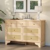 Dresser for Bedroom with 7 Drawers, 47.3'' Wide Wood Chest of Drawers with Natural Rattan Drawers - 2 of 4