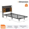 Karl Home Floating Bed Frame Twin Size with Storage Headboard, Metal Platform Bed with LED and Charging Station for Bedroom, Black - 2 of 4