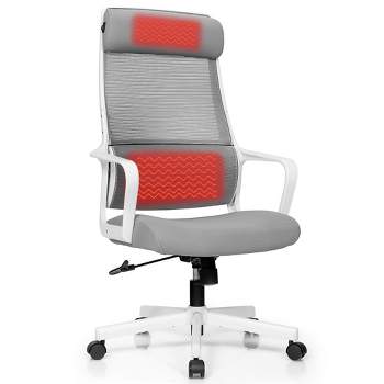 Costway Adjustable Mesh Office Task Chair Heating Lumbar Support Headrest Grey\Black