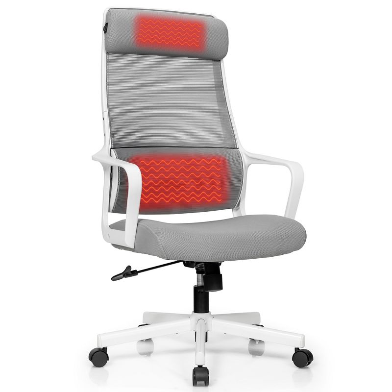 Costway Adjustable Mesh Office Task Chair Heating Lumbar Support Headrest Grey\Black, 1 of 10