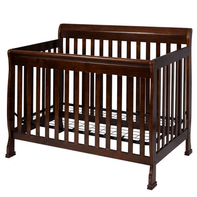 Image of Costway Coffee Pine Wood Baby Toddler Bed Convertible Crib Nursery Furniture Children