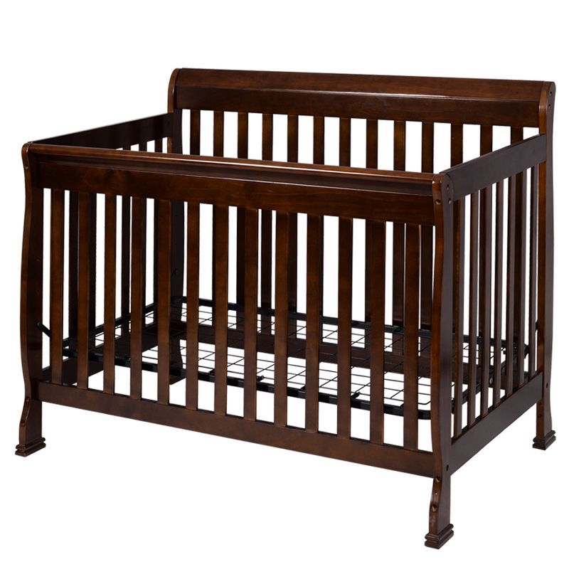 Costway Coffee Pine Wood Baby Toddler Bed Convertible Crib Nursery Furniture Children, 1 of 10