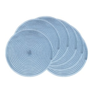 REGALWOVEN Round Placemats Set of 6 Woven Placemats for Dining Table Decor Indoor Kitchen Table Mat Wipe Clean - 1 of 4