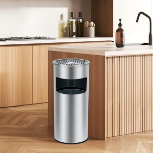 Commercial Indoor Outdoor Trash Can, Stainless Steel Square Garbage Can with Removable Inner Bucket and Ashtray - 1 of 4