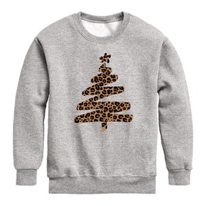 Boys' - Instant Message - Leopard Print Tree Graphic Long Sleeve Fleece Sweatshirt - 1 of 4