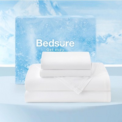 Cooling Sheets, Cooling Bed Sheets for Hot Sleepers, Chill Cool Sheet, Deep Pocket Up to 17.5 Inches, Soft & Breathable California King Sheet Sets, 4