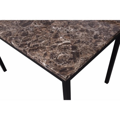 Black Metal Dining Table with Faux Marble Top, 48"