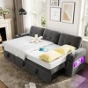 84" L-Shaped Sleeper Sofa Couch, Convertible Pull-Out Sofa Bed with Storage Chaise, Charging Station & LED Lights - 4 of 4