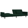 vidaXL Velvet 2-Seater Loveseat/Sofa Bed - Convertible Sleeper with Pillows, Dark Green, Wood Frame for Living/Home Office - 4 of 4