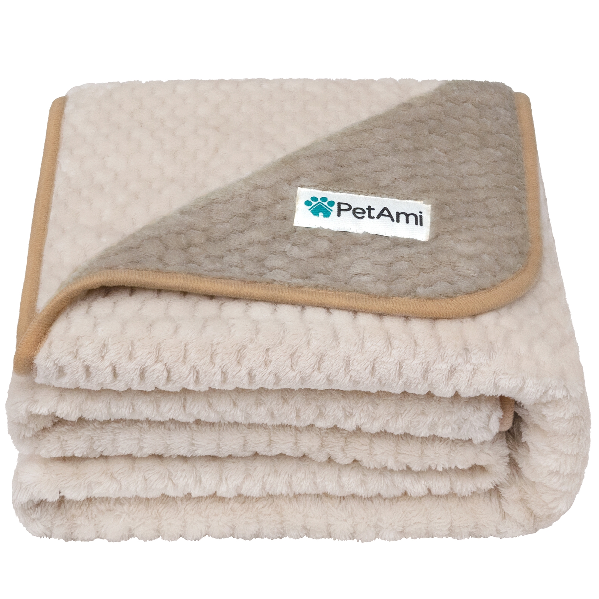 PetAmi Waterproof Dog Blanket, Leakproof Fleece Throw for Pet Cat Puppy Kitten, Reversible Washable Soft Plush Cover (Taupe/Beige, X-Large (60x80))