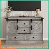 Jojoka Farmhouse 4-Drawer Dresser with Sliding Barn Doors, 45" Wood Storage Chest, TV Stand & Organizer for Bedroom & Living Room - 2 of 4