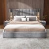 NicBex Queen/King Upholstered Bed Frame with Wide Velvet Headboard,Platform Bed Frame with Reading Lamp and USB,No Box Spring Needed,Easy Assembly - 2 of 4