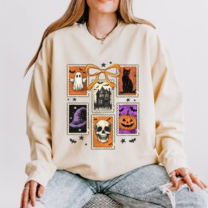 Simply Sage Market Coquette Halloween Stamps Lightweight Garment Dyed Sweatshirt - 1 of 4