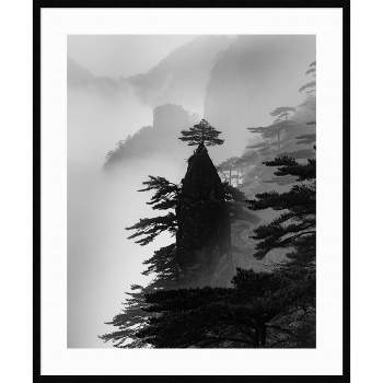 34" x 41" Mountain Tree by Wei (David) Dai Framed Wall Art Print Black - Amanti Art