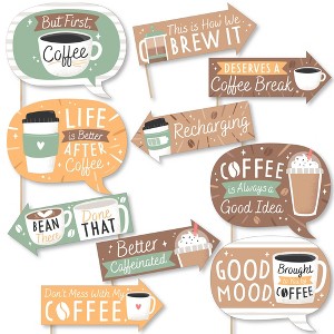Big Dot of Happiness Funny But First, Coffee - Cafe Themed Party Photo Booth Props Kit - 10 Piece - 1 of 4