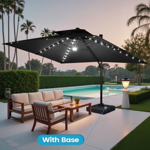 Crestlive Products 13FT Patio Cantilever Umbrella with Light Base Set Double Top High-strength Aluminum 360°Rotation 5 Heights Adjustable - 1 of 4