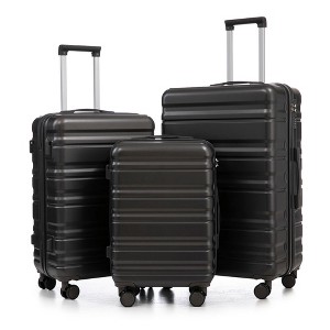 NAYSAYE Luggage Sets 3Piece Set 20Inch 24Inch 28Inch ABS Spinner Wheel Suitcase with Combination Lock for Travel, Dark Gray, 19.3"*11.4"*29.5" - 1 of 4