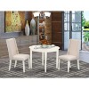 HomeStock 3-Piece Linen White Finish Round Solid Wood Top Dining Table Set - 2 of 4