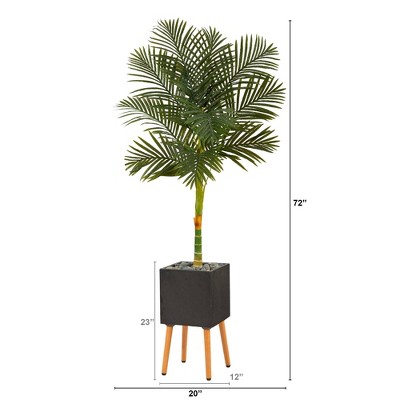 6-ft Green Artificial Palm Tree in Black Planter with Wooden Stand