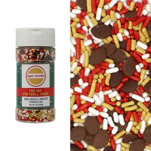 Mystic Sprinkles The Big Football Game - Red, Gold & White Sprinkle Mix 3oz - 1 of 3