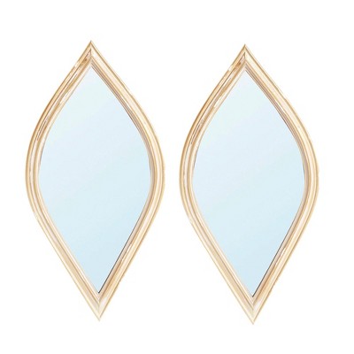 CAVINAS Novelty Wall Mirrors with Wood Frame,Small Decorative Polyresin Wall-Mounted Mirror for Bathroom,Living Room,Bedroom