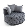 Modern Velvet Accent Chair With Button Tufting,Solid Wood Legs,And High-Density Foam,Classical Barrel Design,Includes 3 Throw Pillows-Cuddlewood - 4 of 4