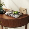 Gulches 31 in Brown Woodgrain Demi-Lune Solid Wood MDF Console Table with 3D Wave Pattern 2 Drawers Bottom Shelf - 4 of 4