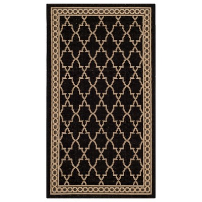 2'7" x 5' Rectangle Gibson Patio Rug Black/Beige - Safavieh