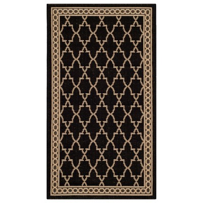 2'7" x 5' Rectangle Gibson Patio Rug Black/Beige - Safavieh