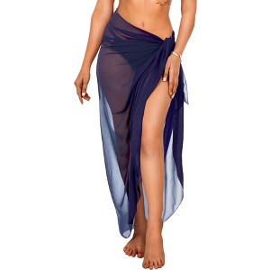 LA LEELA Sarong Coverups for Women Chiffon Swim Cover Up Long Women's Beachwear Pool Beach Wraps Skirt Bikini Cover-ups - 1 of 4