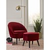 Nico Mid Century Modern Accent Chair and Ottoman Set French Merlot Red Velvet - Adore Decor: Upholstered, Polyester, Wood Frame - 3 of 4