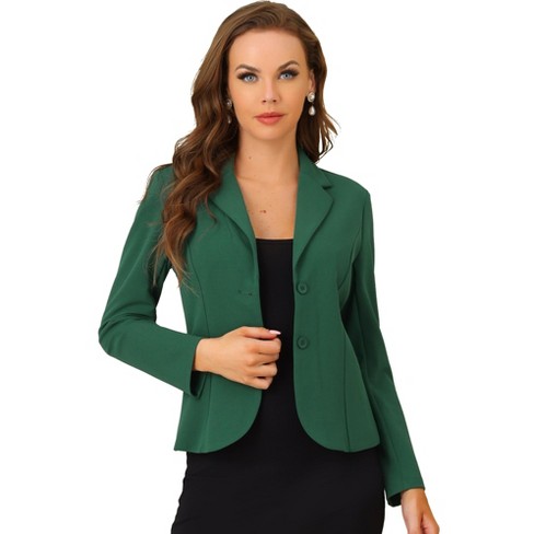 Allegra K Women's 1 Button Lapel Collar Business Office Crop Suit
