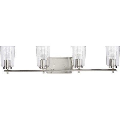 Adley Polished Nickel 4-Light Vanity Fixture with Clear Glass Shades