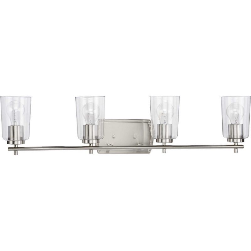 Progress Lighting Adley 4-Light Bath Vanity in Polished Nickel with Clear Glass Shades, 3 of 6