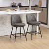 Beautyolove 26 in. Grey Metal Frame Counter Height Bar Stool Swivel Counter Stool with Faux Leather Seat (Set of 2) - 2 of 4