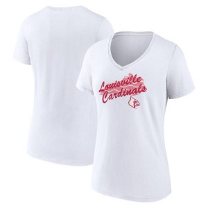 NCAA Louisville Cardinals Women's V-Neck White T-Shirt - 1 of 3