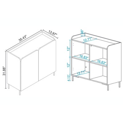 Bogardus White Mid-Century Modern Accent Cabinets Set of 2 with Metal Legs
