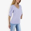 Anna-Kaci Women's V-Neck Blouse with Layered Split Flutter Sleeves and Relaxed Fit - 4 of 4